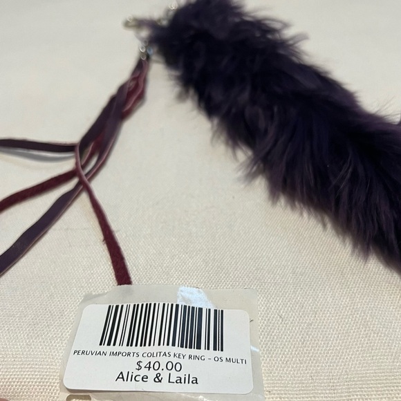 NWT NEW Purple Feathery Leather Key Chain - Picture 3 of 4